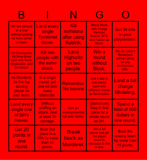 Crossovers Challenge Card 1 Bingo Card