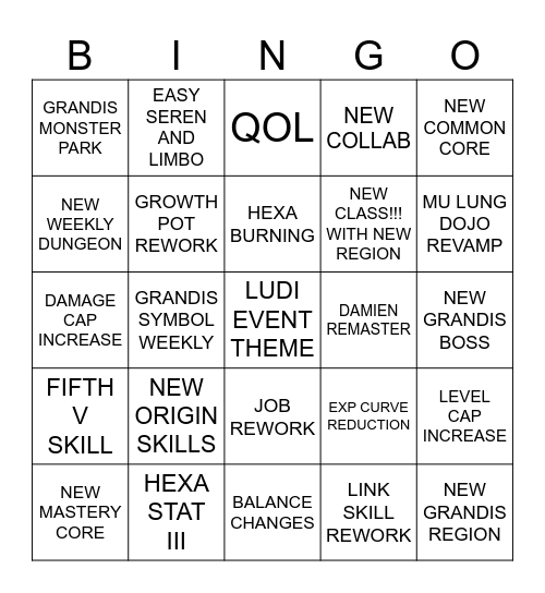 GO N3XT Bingo Card