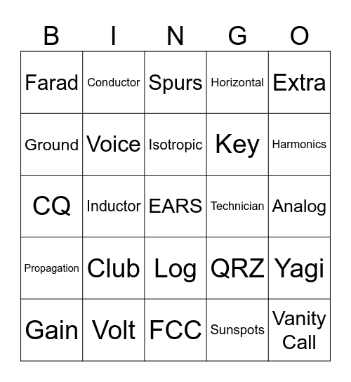 EARS Christmas Party Bingo Card
