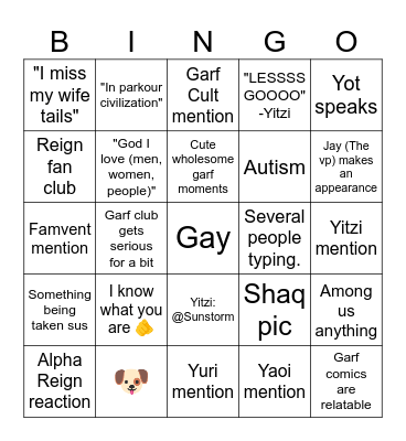 Garf Bingo Card
