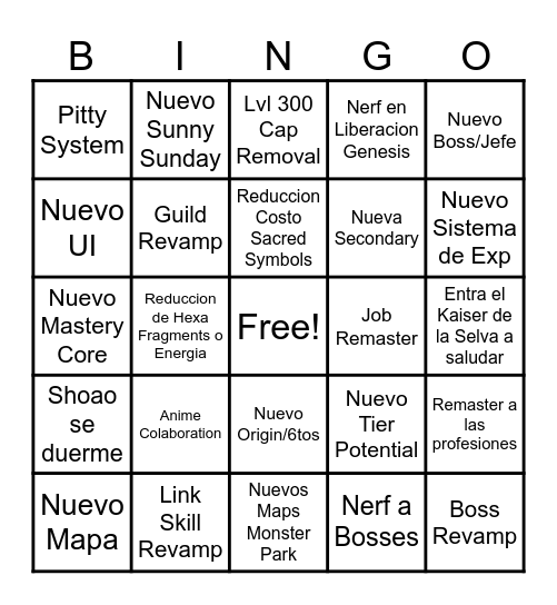 NEXT Bingo Card