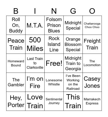 Train Bingo Card