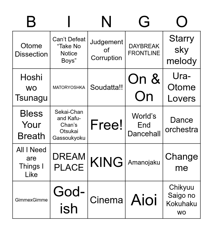 # CC Bingo Card