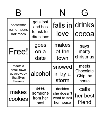 "Hallmark" Christmas Movie Bingo Card