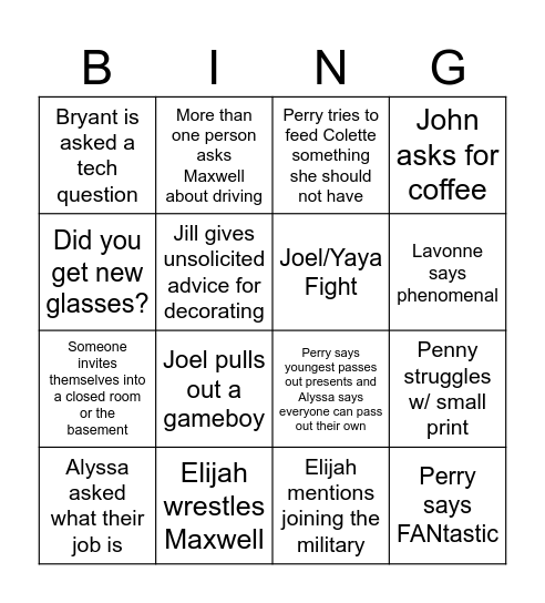 Christmas Bingo Card
