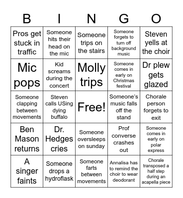Come Christmas sing 2024 Bingo Card