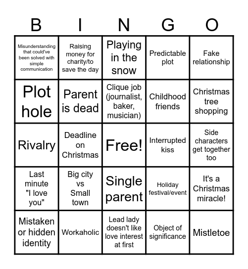 Hallmark Movie Bingo! Bingo Card