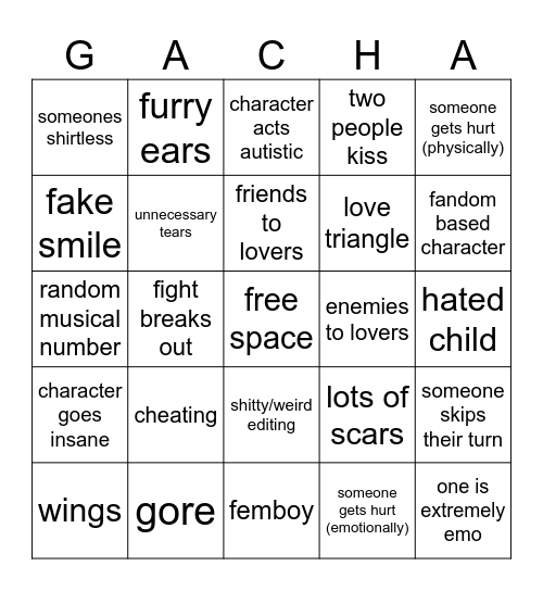 gacha bingo Card