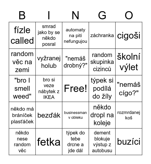 Čerňák Bingo Card