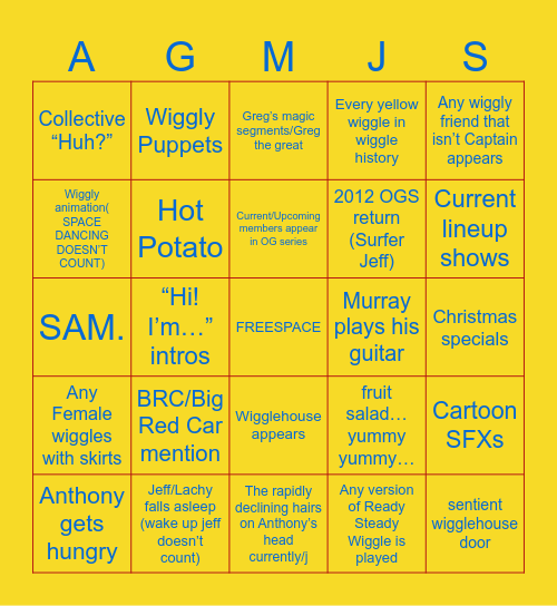 THE WIGGLES - TAKE A SHOT EVERY TIME… Bingo Card