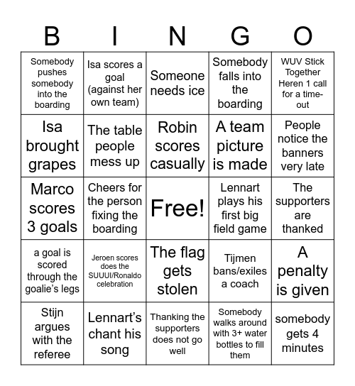 Real 7/12 Stick Together Homegameday Bingo! Bingo Card