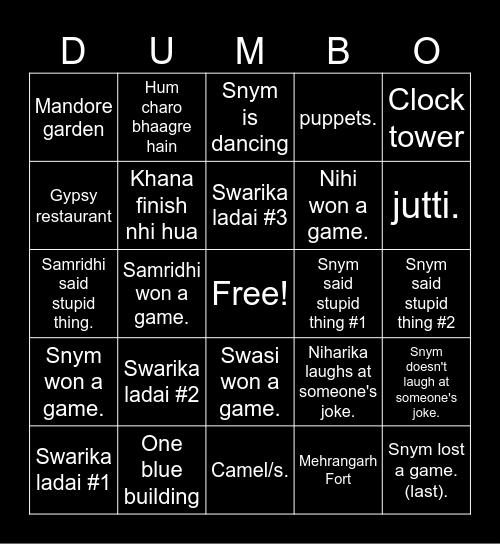 JODHPUR TRIP Bingo Card