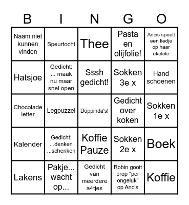 Sinterklaas 2024 Bingo Card