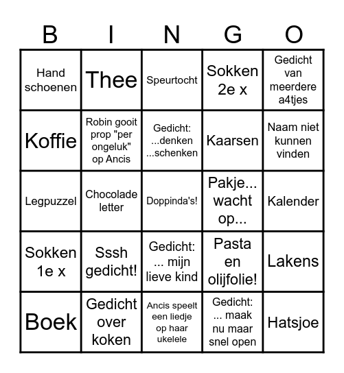 Sinterklaas 2024 Bingo Card