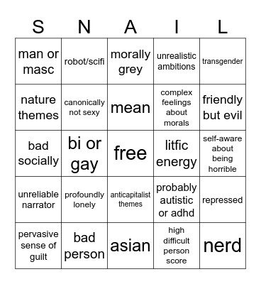 fish oc bingo Card