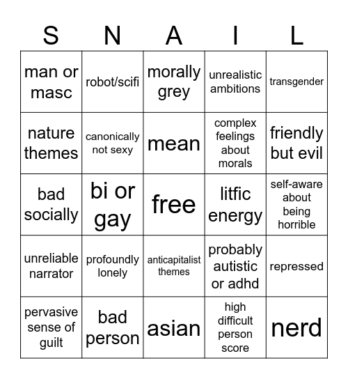 fish oc bingo Card