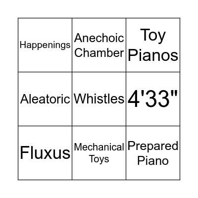 John "Cage" Bingo Card