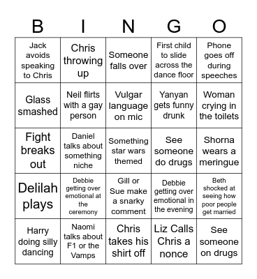 Wedding bingo Card