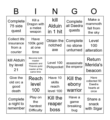 SkyrimBingo//test Bingo Card