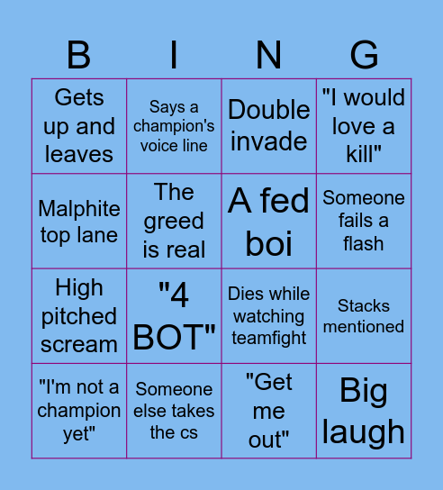 LoL Bingo Card