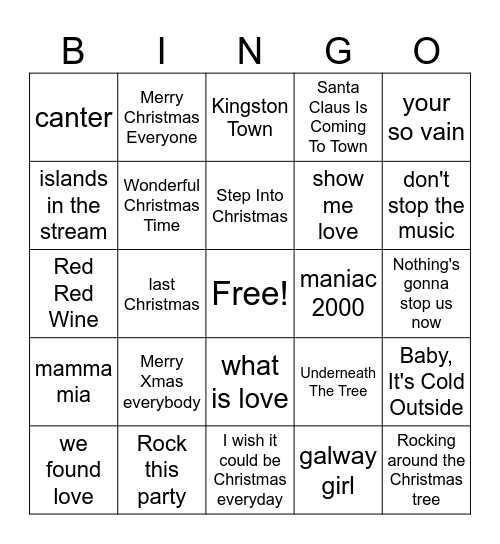 Christmas Bingo Card