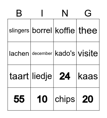 verjaardagsBingo Card