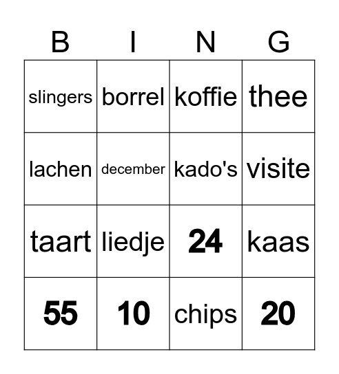 verjaardagsBingo Card