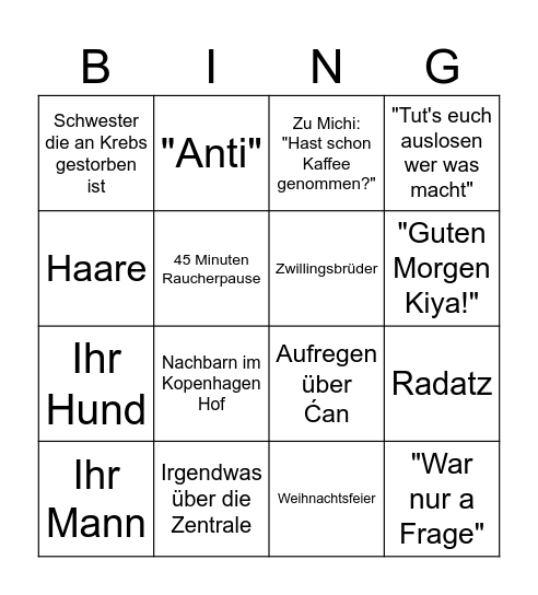 Eveline Bingo Card