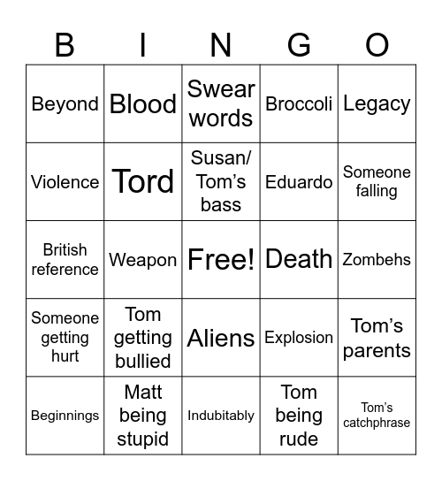 Eddsworld bingo Card