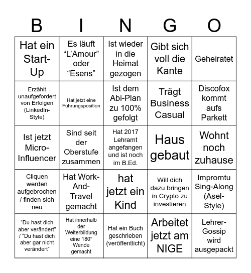 Abi-Treffen 2024 Bingo Card