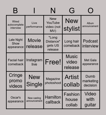 Anthony Ramos 2025 prediction Bingo Card