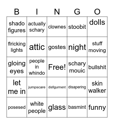 horror Bingo Card