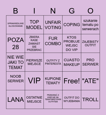 BINGO DTI Bingo Card