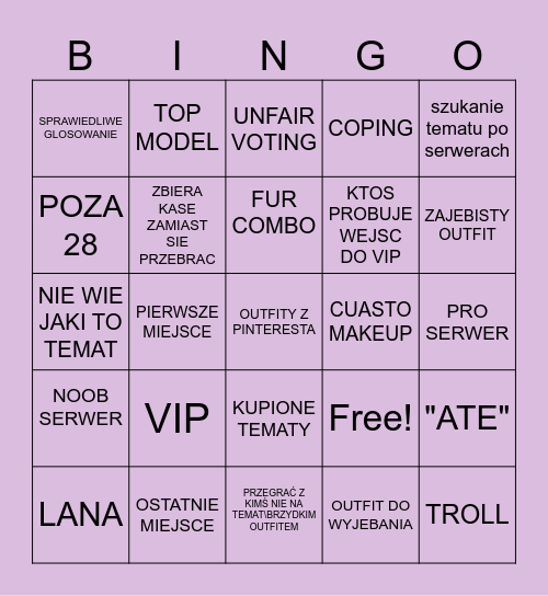 BINGO DTI Bingo Card