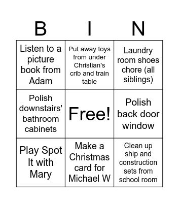 Luke Bingo Card