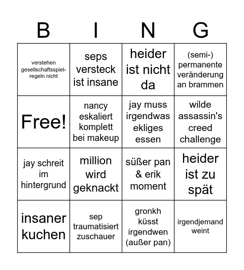 friendly fire 10 Bingo Card