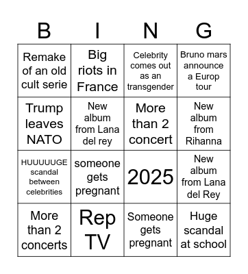 Bingo 2025 Bingo Card