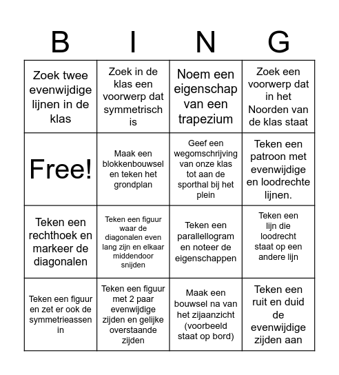 Meetkunde Bingo Card