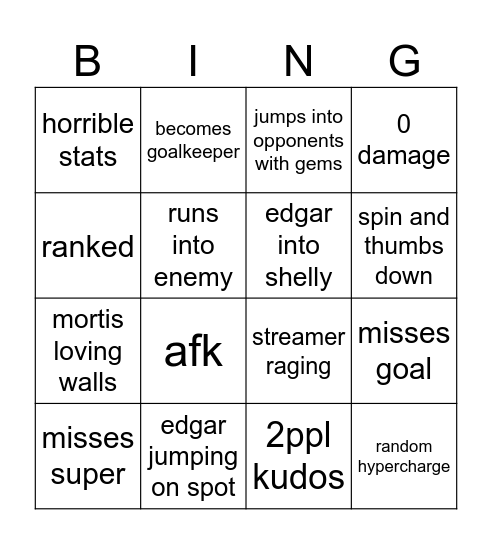 Family guy Bingo Card