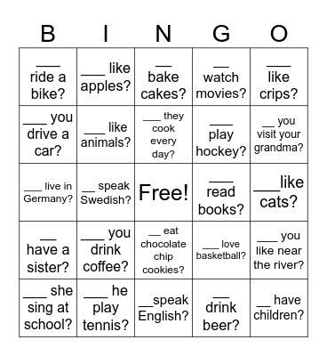 DO/DOES Bingo Card