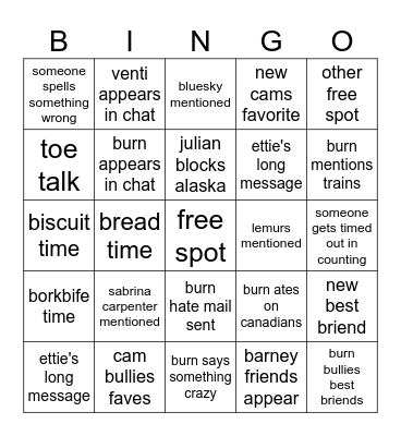 Biscord Bingo Card