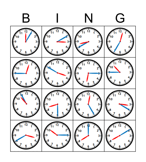 Time Bingo Card