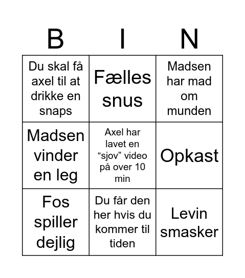 Benji butthole Bingo Card