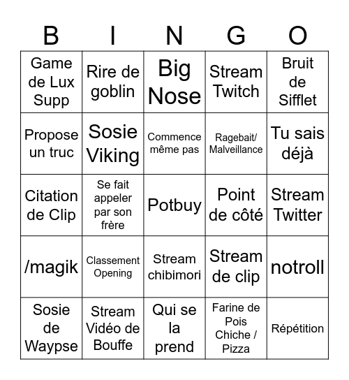 Le Boucle Bingo Card