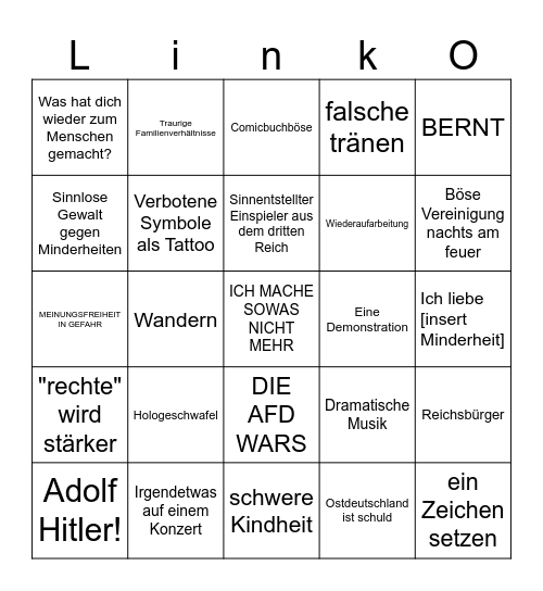 Ich bin einer der Guten! Bingo Card
