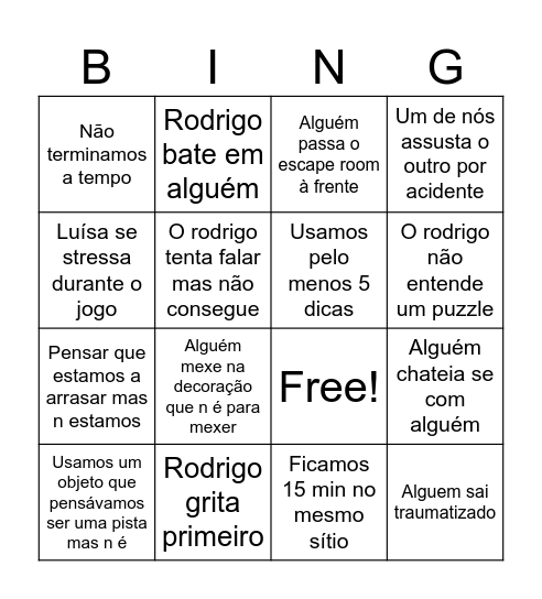 Saw Bingo Card