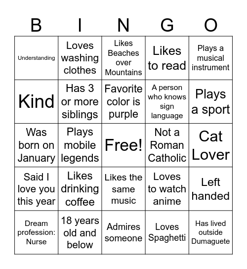 Diversity Bingo Card