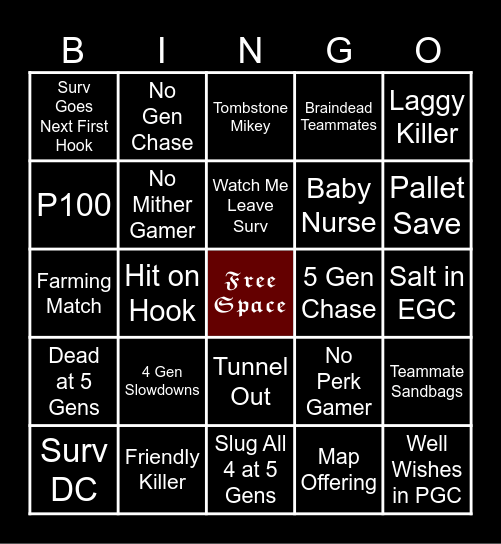 𝕯𝖊𝖆𝖉 𝖇𝖞 𝕭𝖎𝖓𝖌𝖔 Bingo Card