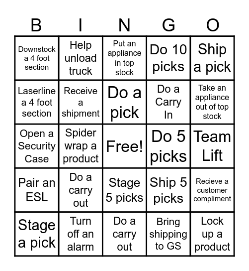 Product Flow Bingo Card