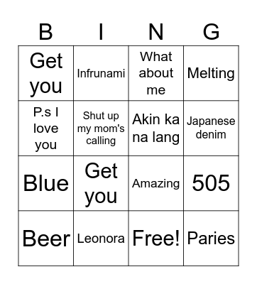Best songs Bingo Card